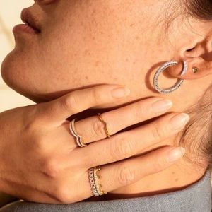 Pandora wishbone stackable ring rose gold silver